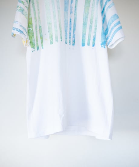 "希望黄青" Yellow and Blue of Hope, Hand-printed silk-screen T-shirt