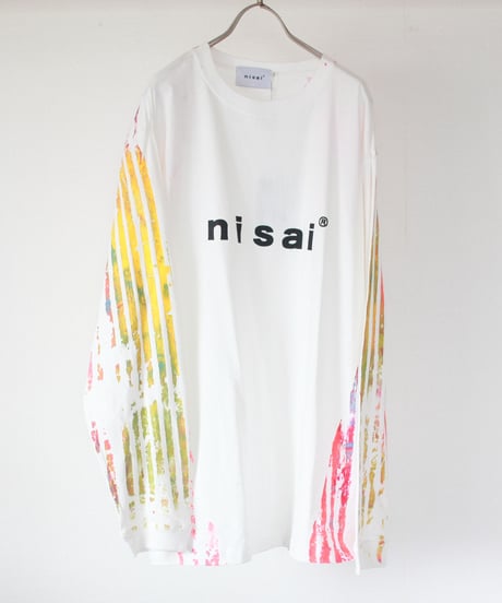 "色彩手刷り（あるいは翼）のロンT" Multi color hand-printed (or winged) long-sleeved T-shirt