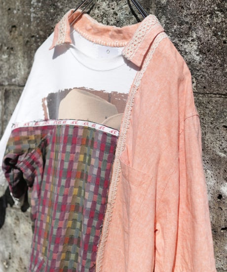 "まだ淡い春風" Still pale spring breeze Short dress, reconstructed from vintages