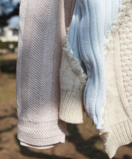 "少女水色グランジ" Girl light blue grunge Knit, Rebuild by vintages