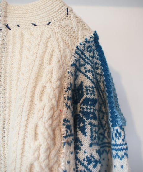 "君が笑う、遊ぶ青いカーディガン" Blue cardigan to play around, Rebuild by vintages