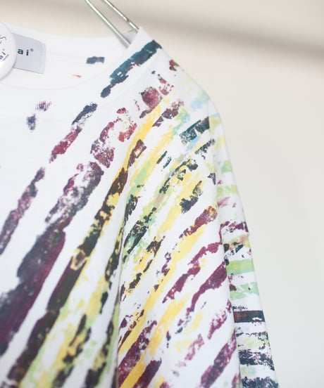 "色彩記録の手刷りのTシャツ 第四十色" T-shirt by Analog silk screen overlay blurring hand-print