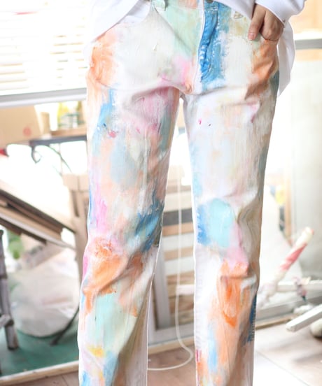 "ベイビー・ドライバー" Painted denim dedicated to baby driver, Based on Armani denim