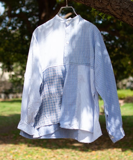 "あの頃よりも綺麗な青のブラウス" Blue blouse more beautiful than those days. Rebuild by vintages
