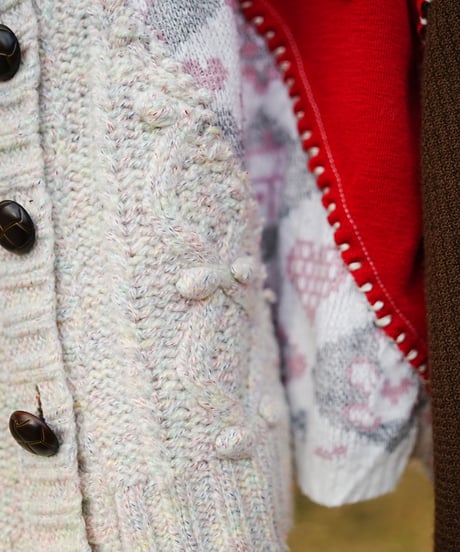 "ふたつのハート" Double heart knit, Rebuild by vintages