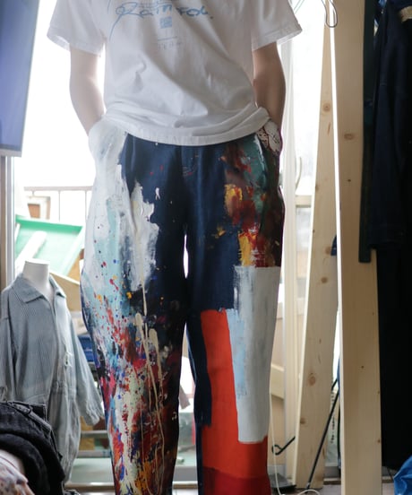 "デザイナーと画家" Drawing from Designer and painter,  Based on Vintage denim pants