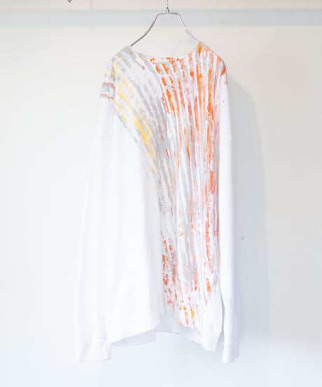 "アッシュ・レインボーズ・トレーナー" Trainer by Analog silk screen overlay blurring hand-print