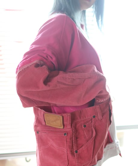 "少女の約束と記憶" Girl's promise and memory pink pullover, rebuild by vintages
