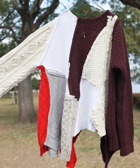 "くずれたルージュ"  Collapsed rouge Knit, Rebuild by vintages