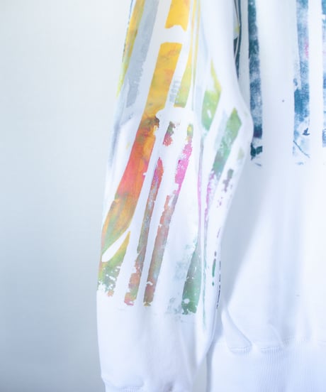 "あの花畑" Trainer by Analog silk screen overlay blurring hand-print