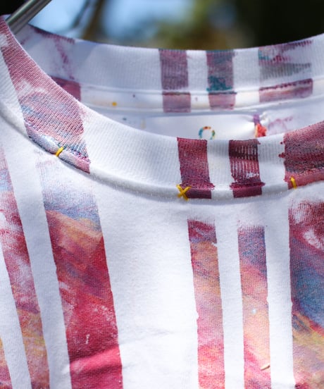 "色彩記録の手刷りのTシャツ 第九色" T-shirt by Analog silk screen overlay blurring hand-print