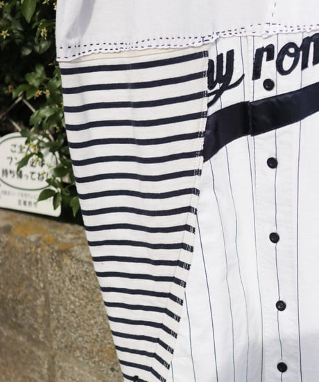 "少し大人になったあなたへ" Reconstructed dress with Hand-silkscreen with Black antique laces