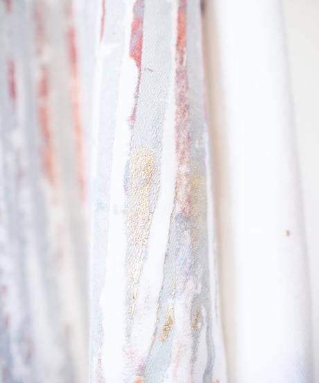 "虹と灰と光のトレーナー" Rainbow, ash and light, Multicolor hand-printed Trainer