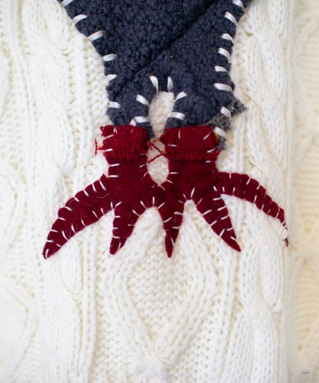 "驚いている鳩" patchwork pigeon(surprised) knit, Rebuild by vintages