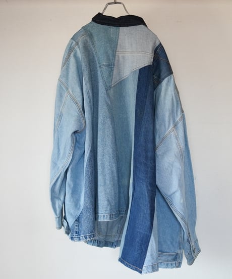 "非対称な青のコート" Asymmetry over denim coat, rebuild by vintages