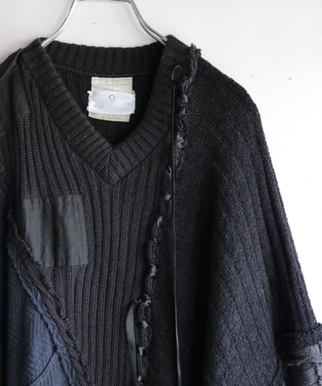 "計り知れない暗闇" unfathomable darkness over knit, reconstructed from black knit vintages