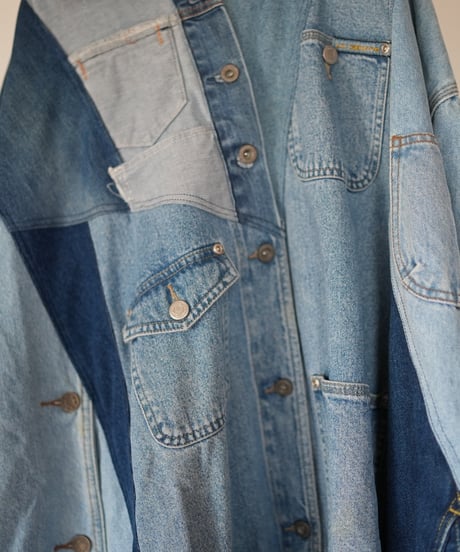 "非対称な青のコート" Asymmetry over denim coat, rebuild by vintages