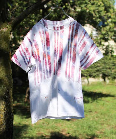 "色彩記録の手刷りのTシャツ 第九色" T-shirt by Analog silk screen overlay blurring hand-print