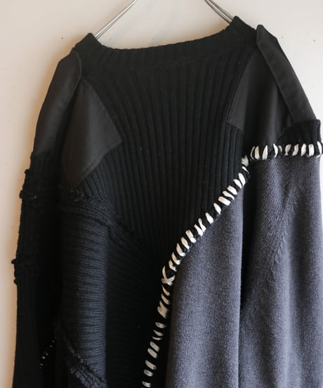 "月夜" night and moon knit, reconstructed from black knit vintages