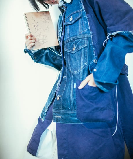 "文学青年" literary youth denim coat, Rebuild by vintages