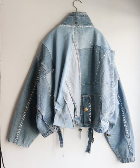 "すれちがって巡り合う青" FAREWELL AND REUNION Denim jacket, reconstructed from denim vintages