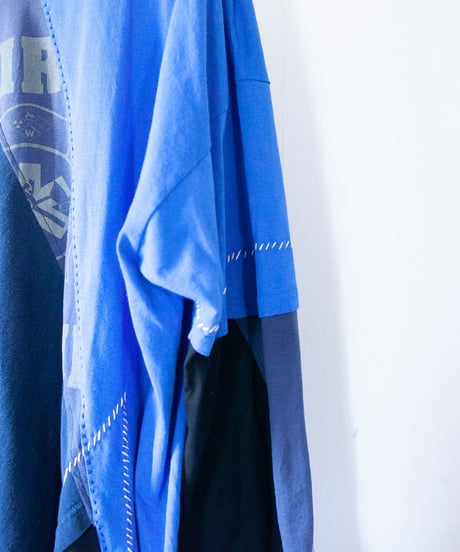 "青の花束" Blue flowers long-sleeved T-shirt, Rebuild by vintages