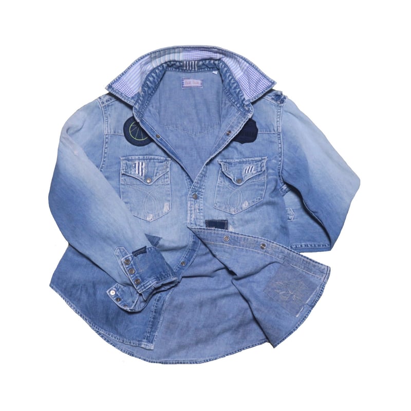 ハリウッドランチマーケット ブルーブルー デニムシャツ 日本製 アメカジ 長袖 ハリウッドランチマーケット ブルーブルー デニムシャツ 日本製