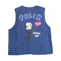 レディース Felix THE Cat(フェリックスザキャット) ベスト デニム 古着 キャラクター