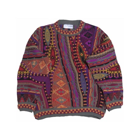 90s USA製Nan Dorsey カラフル3Dニット 90s COOGI クージー 3Dニット 総柄ニット オーストラリア製 S