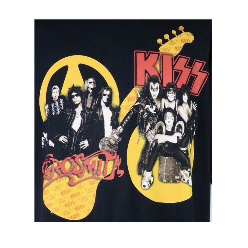 kiss✖️ Aerosmithキース　エアロスミス　対バンT AEROSMITH & KISS バンドTシャツ | CUSTOM FEVER
