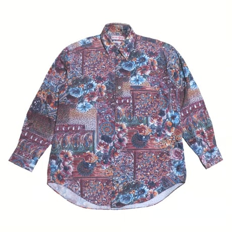 FACTORY GAZZ(ファクトリーガズィ) ボタニカル柄シャツ 総柄 ペイズリー パッチワーク風