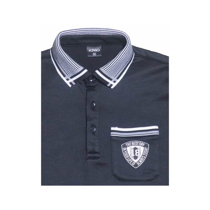 18239IGNIIO メンズポロシャツ白X黒サイズLL