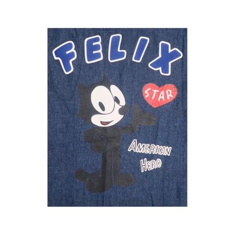 レディース Felix THE Cat(フェリックスザキャット) ベスト デニム 古着 キャラクター