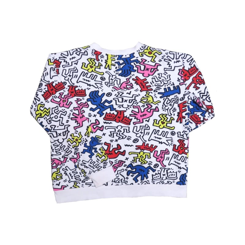 新品同様  JEANS Keith Haring トミージーンズ キースヘリング フラワープリント スウェット サイズM ネイビー レディース 古着 中古 USED キース・ヘリングとトミー ジーンズから初のコラボコレクションが発売