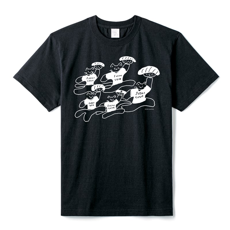 SUSHI LOVE CLUB Tシャツ（黒） / にゃんとこ | ホホホ座浄土寺店