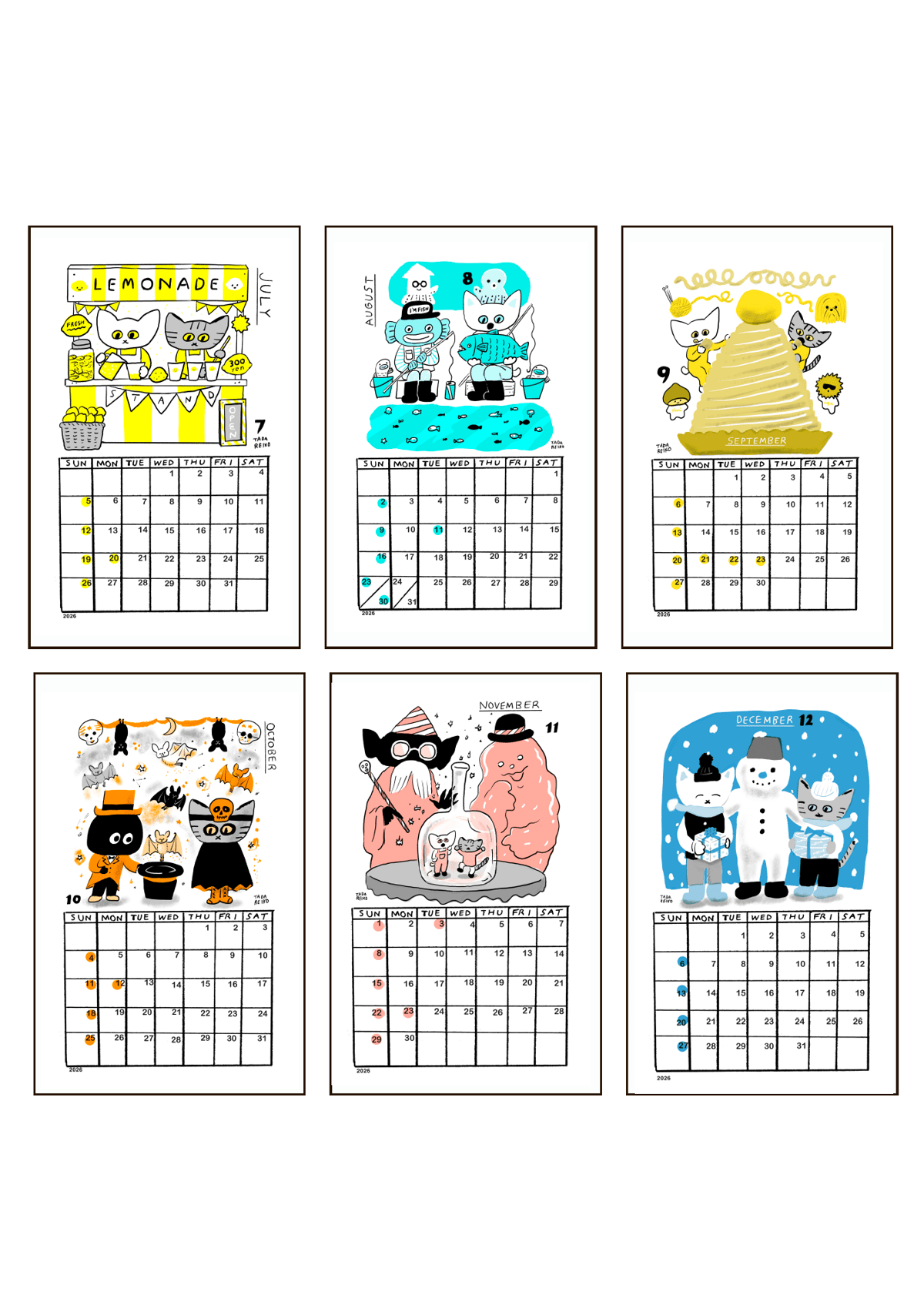 おちゃめでのんきなカレンダー2026 / タダレイコ | ホホホ座浄土寺店