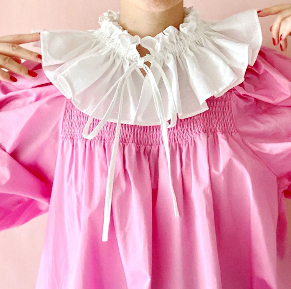 送料無料】ストロベリーレースのふりふりつけ襟スタイ