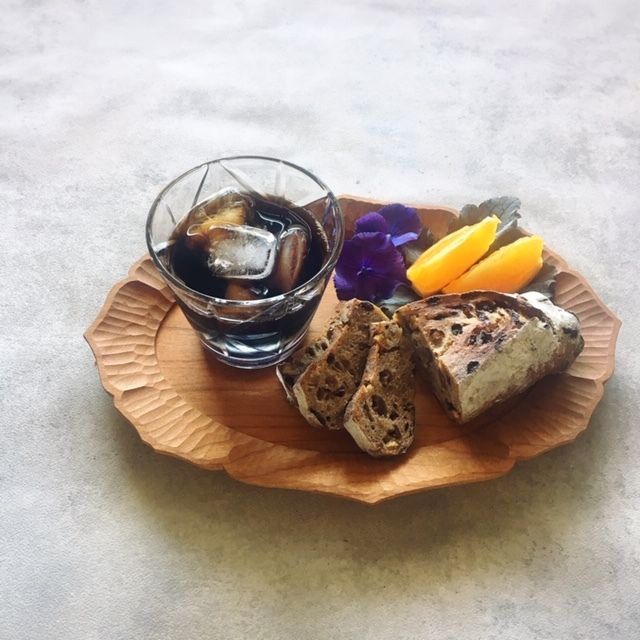 lefz-hk-08 濱端弘太 花オーバル ブラックチェリー材(S) | Leaf Village