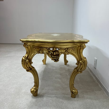 コーヒテーブル　SILIK　金箔 ロココテーブル ガラストップ付き
