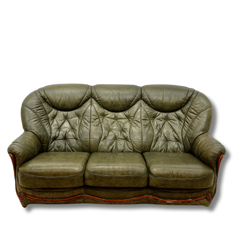 ソファー3P イタリア製 アンティーク調 木製フレーム 革張り | APIS