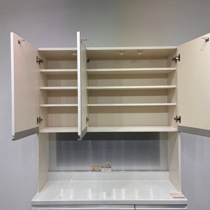 Pamouna 食器棚 120cm パールホワイト 全扉、引き出しサイレント