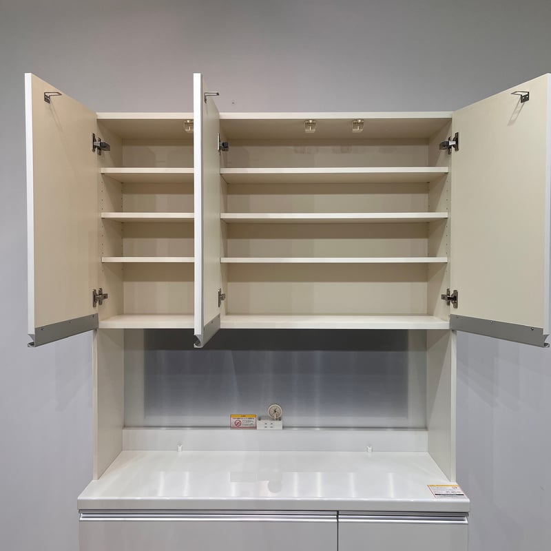 Pamouna 食器棚 120cm パールホワイト 全扉、引き出しサイレント