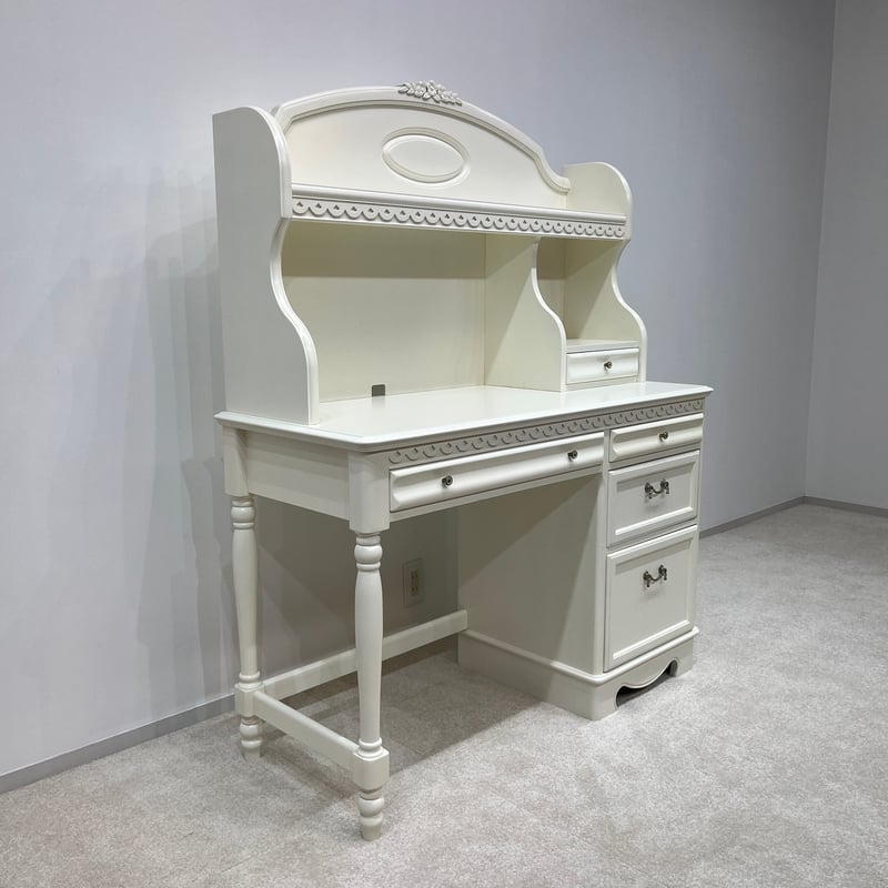 学習机 東海家具工業 デスク&ブックスタンド 白家具 姫系デスク | APIS