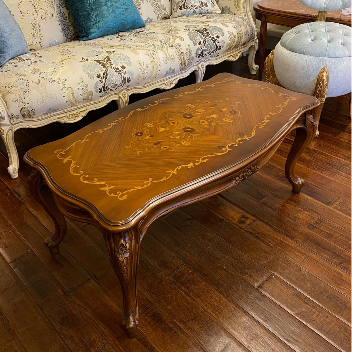 k973r114 イタリア製 象嵌サイドテーブル コーヒーテーブル グリーン