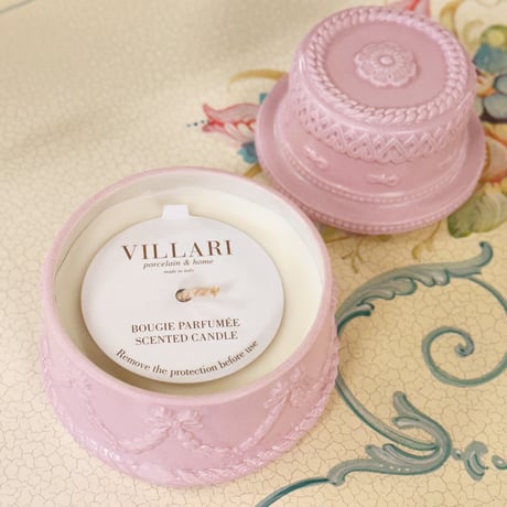 VILLARI リボンガーランド  ケーキ型ボックスD  キャンドル入り   ピンク