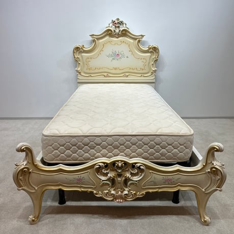 シングルベッド　SILIK　ART.701　06クラック仕上げ　マットレス/スプリング込　ロココ 白家具