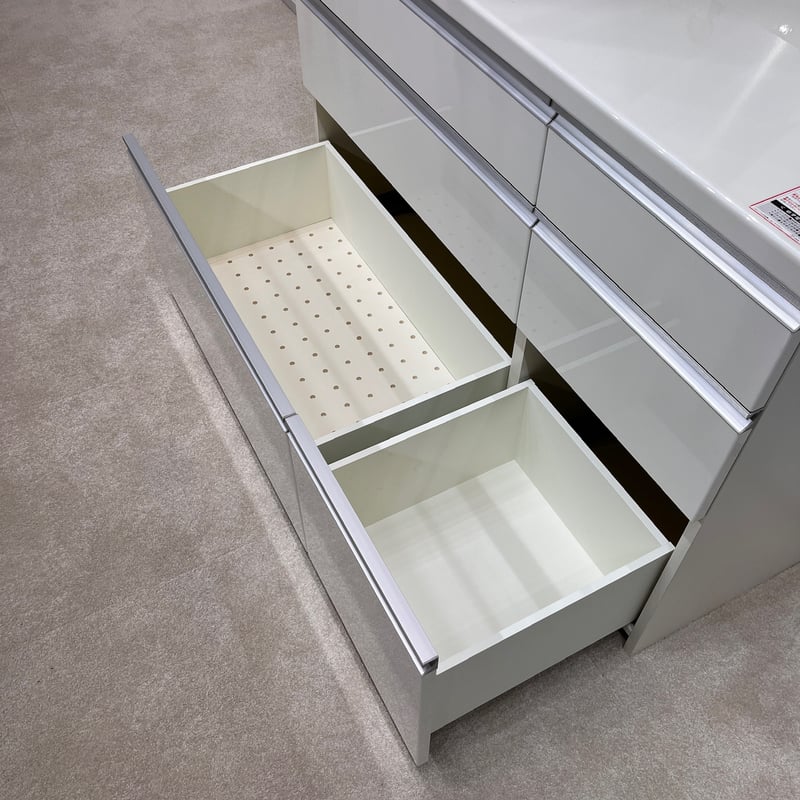 Pamouna 食器棚 120cm パールホワイト 全扉、引き出しサイレント