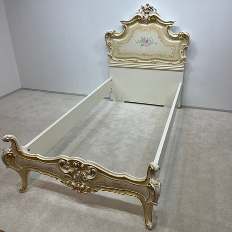 シングルベッド　SILIK　ART.701　06クラック仕上げ　マットレス/スプリング込　ロココ 白家具