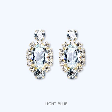 Oval Bijoux Earrings -LIGHT BLUE-