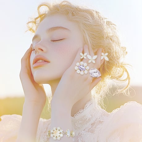 Papillon Side Earrings -WHITE OPAL-